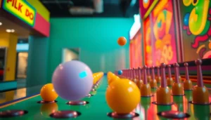 Permainan demo plinko yang menarik dengan bola berwarna cerah jatuh melalui paku.