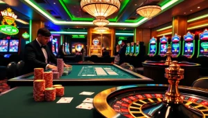 Engaging winning hands at NEW88 casino table with poker chips and cards.