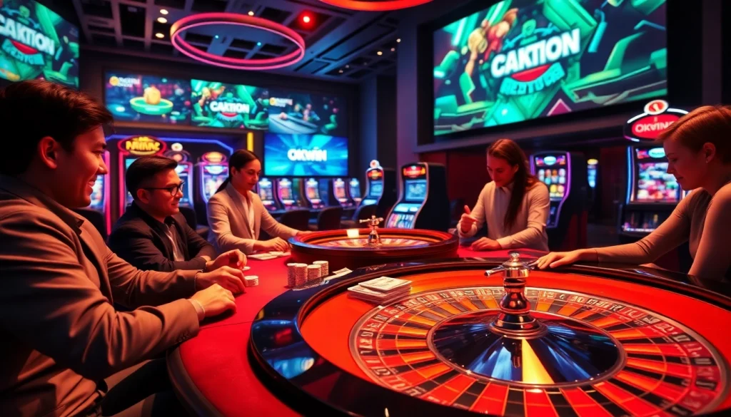 Experience the excitement of gambling at Okwin with vibrant poker gameplay and luxurious casino ambiance.