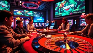 Experience the excitement of gambling at Okwin with vibrant poker gameplay and luxurious casino ambiance.