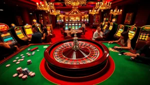 Experience the excitement of gameplay at https://marvelbet.site/ with poker chips and a roulette wheel in a luxurious casino.