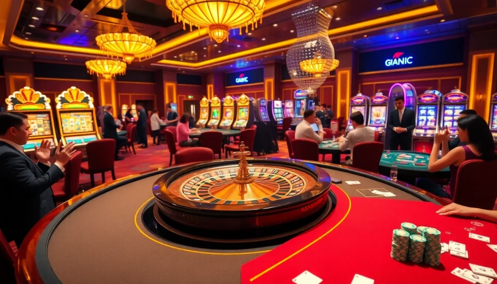 Experience the excitement of 789 win with players enjoying a luxurious casino scene full of roulette and poker action.