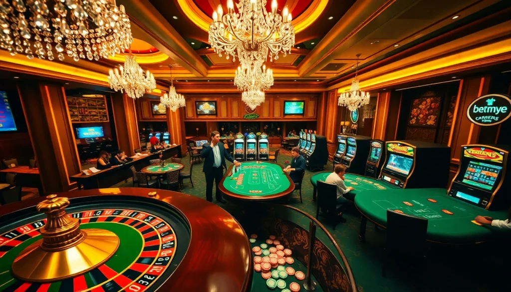 Place bets and win at 67bett.com.br's engaging casino tables in a vibrant atmosphere.