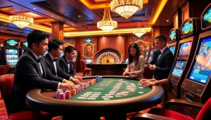 Experience high-stakes betting action at cair33bdg.com with a luxurious casino scene.