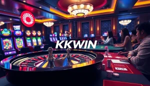 Exciting casino action at kkwin com featuring roulette, poker, and vibrant slot machines.