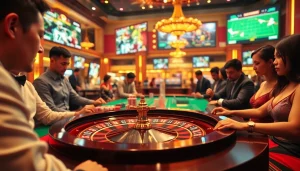 Experience thrilling "แทงบอลโลก" action while placing bets on stylish casino tables.
