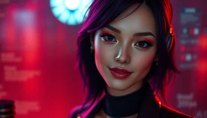 Intriguing NSFW AI character in a digital setting, showcasing immersive chat technology.