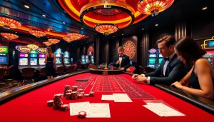 Experience high-stakes excitement at KJC, showcasing live dealer games and elegant casino setups.