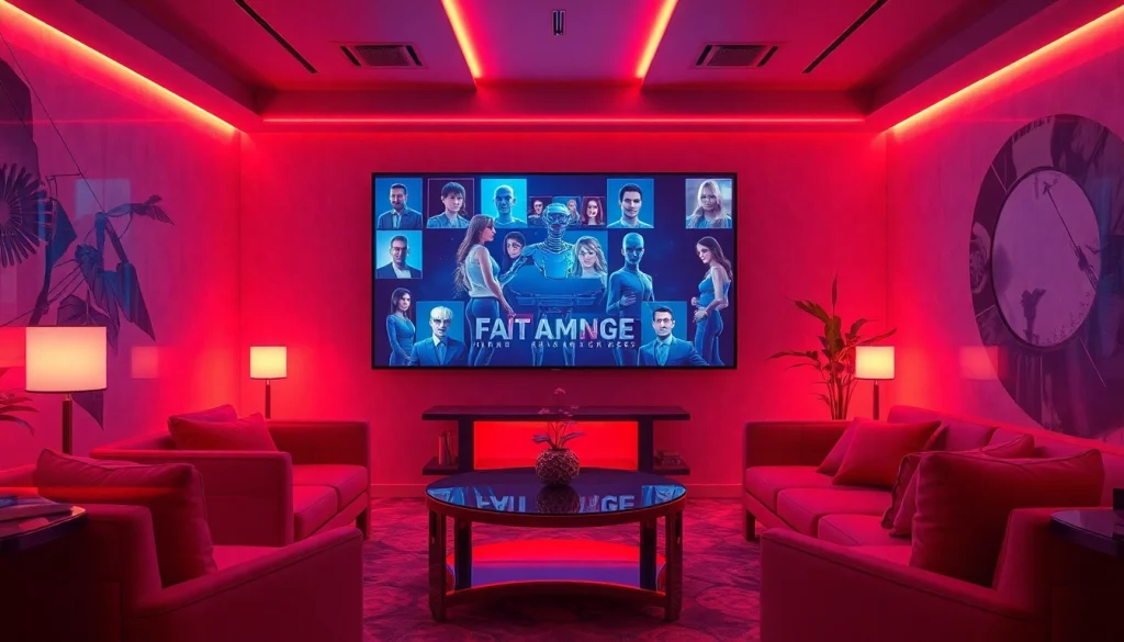 Immersive scene showcasing sex games ai with interactive AI characters and a cozy gaming lounge.