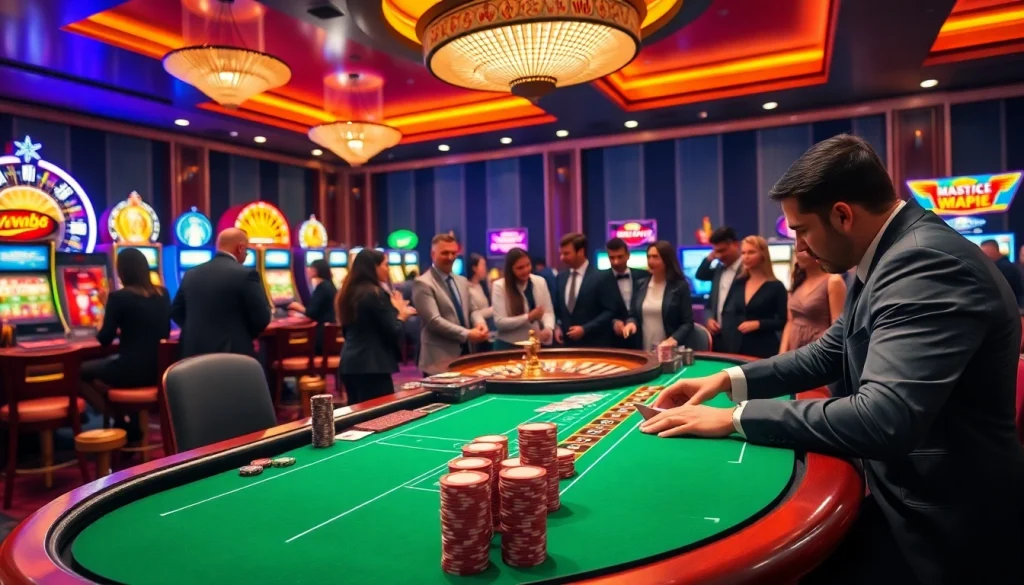 Playing at the luxurious ww88 casino with poker chips and cards on the table.