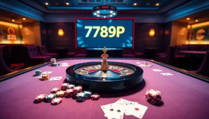Experience the thrill of winning at 789P's online casino with vibrant poker tables and chips.