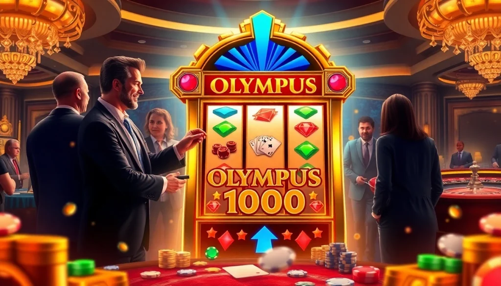 Experience the thrill of the Olympus 1000 slot machine in an exciting casino atmosphere.