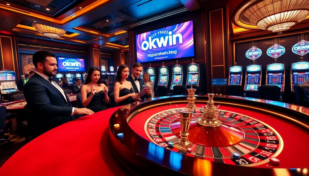 Experience thrilling moments at https://okwin.blog/ with players enjoying a vibrant casino ambiance.