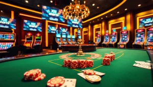 Xôi Xoài TV casino scene featuring poker chips and a roulette wheel for an exciting gambling experience.