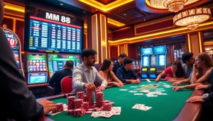 Experience the excitement of online gaming at mm88 with vibrant casino tables and thrilling action.