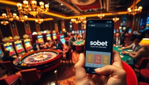 Engaging scene of sbobet link alternatif gaming with roulette and mobile betting interface.