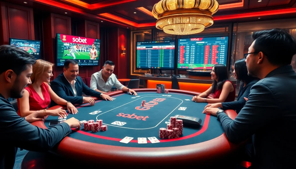 Sbobet betting scene with poker table, vibrant chips, and online gambling stats