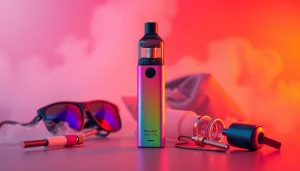 PECAH837 disposable vape showcased in a vibrant, modern setting with stylish accessories and smoke effects.