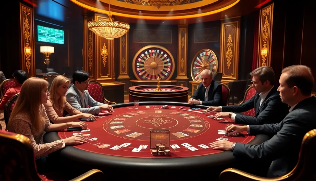 Players enjoying intense poker at QQ88 casino table with chips and cards