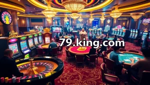 Exciting casino scene showcasing the vibrant 79king com poker gameplay and slot machines.