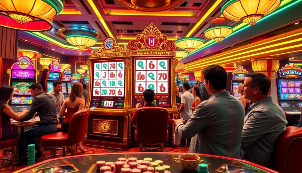 Spin the reels of the slot demo mahjong amidst the excitement of casino gameplay.