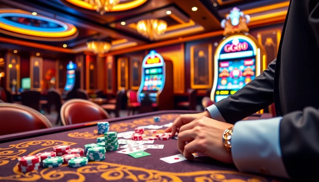 Experience the excitement of GG88 with vibrant casino tables and colorful chips.