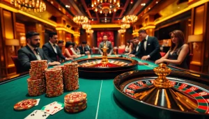 Experience the excitement of 555win with professional gamblers at a thrilling roulette table.