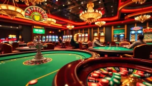 Exciting poker action at RR88 with vibrant chips and casino atmosphere.