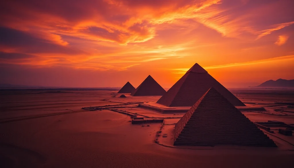 View the majestic Egyptian pyramids with sunset colors illuminating the sky at https://piraminds.com/.
