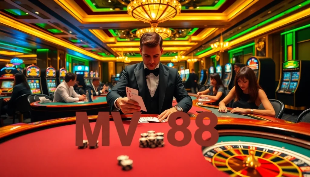 Experience the excitement of MV 88 at luxury casino tables with enthusiastic players and professional dealers.
