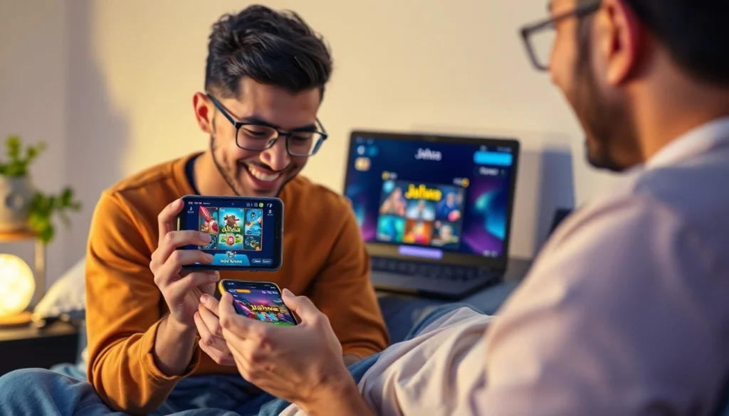 Engaging scene of a user enjoying the Jalwa Game login experience on mobile with a vibrant interface.