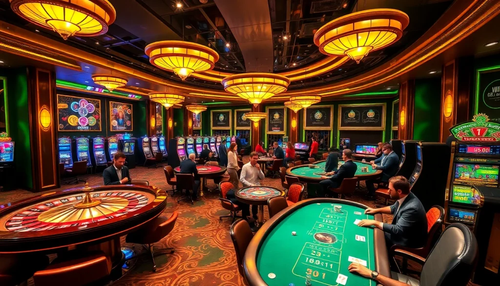 Players enjoying a thrilling gaming experience at a luxurious casino showcased by 56WIN.SALE.