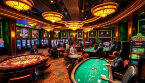 Players enjoying a thrilling gaming experience at a luxurious casino showcased by 56WIN.SALE.