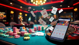 S88BET's thrilling gaming atmosphere with poker chips, roulette, and online betting experience.