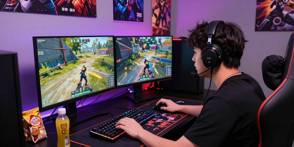 Online gamer immersed in PROOFCORE cheats on high-performance monitor during intense FPS match.